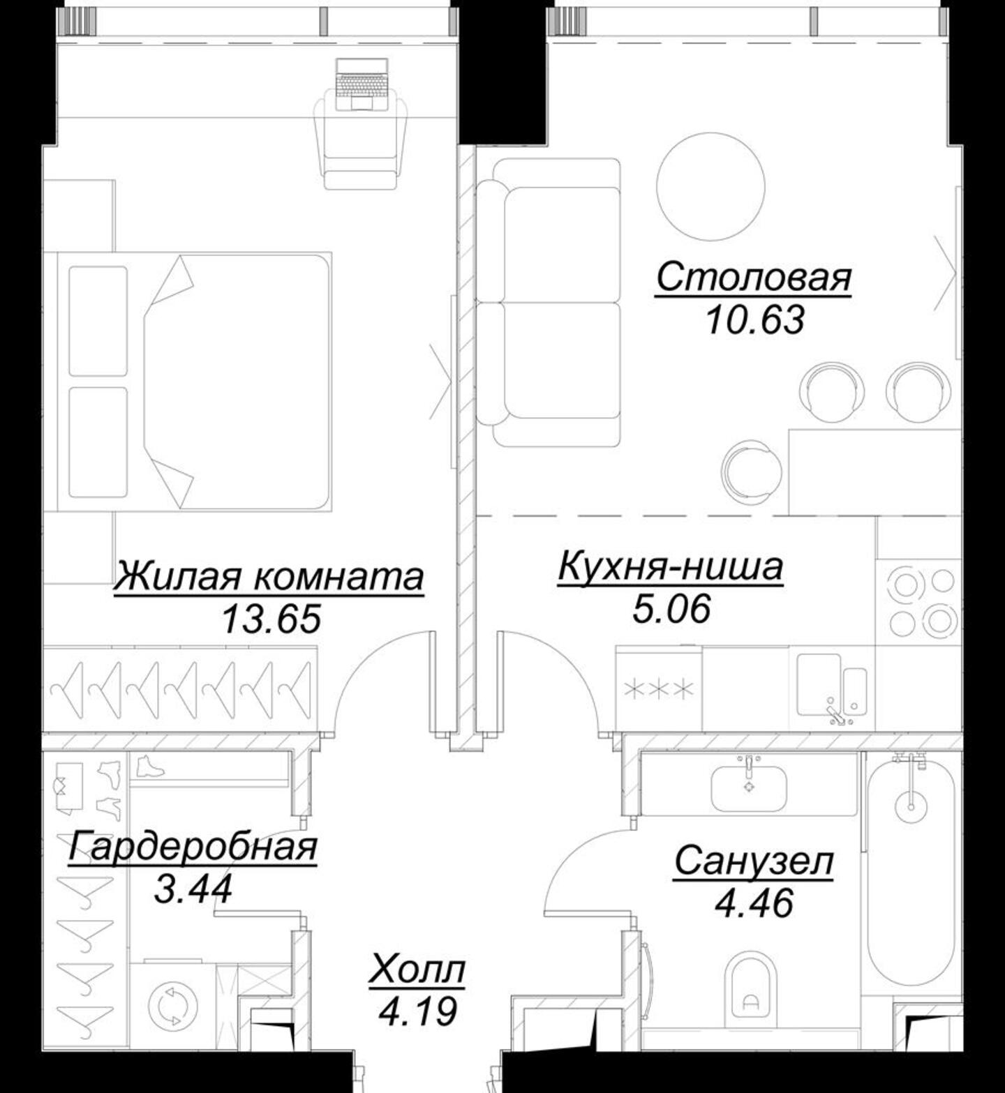 Купить 1-комнатную квартиру 41.34 м² на 3 этаже № 32 в ЖК MOD (Мод) по  адресу: г Москва, ул 4-я Марьиной Рощи, влд 12 | МирЖК